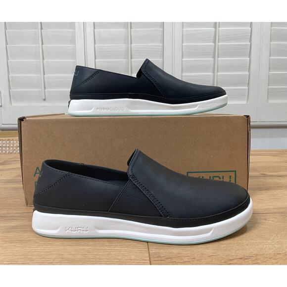 Kuru Women's Cloud Slip-On Comfort Shoes Black Leather Size 10.5 US 42 EU NWOB - Picture 2 of 11